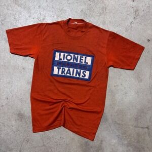 Vintage 80s Lionel Electric‎ Trains Collectible T Shirt Retro Orange Tee Small